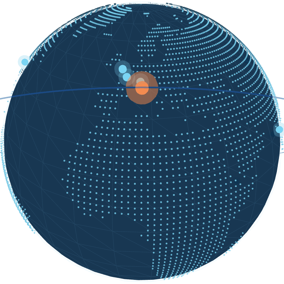 The Chematek network globe, turned to Italy with the office marker lit.